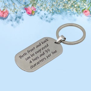 Personalisierte anpassen Inspirierende Schlüsselanhänger Edelstahl Dog Tag Name Schlüsselanhänger, Geschenk für Freund graviert