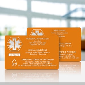 Emergency Medical Contact Card Aluminum Credit Card Size image 6