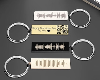 Personalisierte Soundwave QR-Code Schlüsselbund - Edelstahl