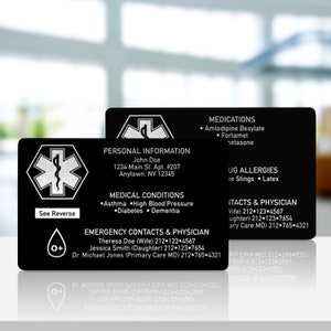 Emergency Medical Contact Card Aluminum Credit Card Size image 5