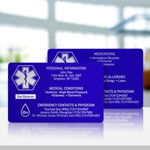 Emergency Medical Contact Card Aluminum Credit Card Size image 4