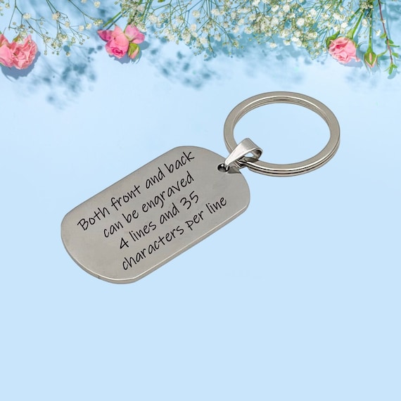 Personalized Customize Inspirational Keyring Stainless Steel Dog Tag Name Keychain, Engraved Gift for Boyfriend