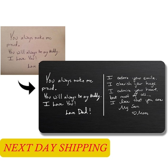 Actual Handwritten Wallet Card, Customized Wallet Card, Personalized Anniversary Gift, Handwritten Gift, Valentine Gift, Gift for Her or Him