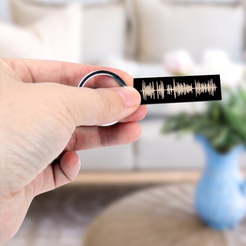 Personalized QR Code With Sound Wave Keychain Voicemail Etsy