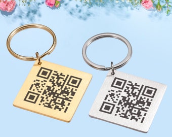 Llavero con código QR grabado personalizado: Música personalizada, sitio web y vídeos compartidos.