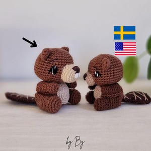 Beaver Crochet Pattern (US + SE Terms) (PDF Pattern) / Bäver virkmönster