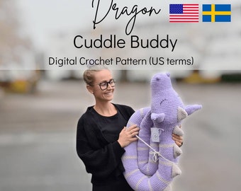 PDF Crochet Pattern Cuddle Buddy (US terms) / PDF virkmönster Sovdraken