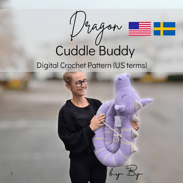 PDF Crochet Pattern Cuddle Buddy (US terms) / PDF virkmönster Sovdraken