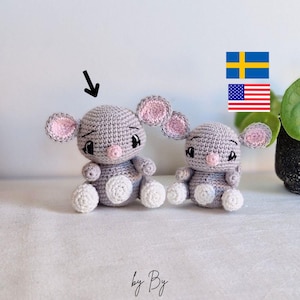 PDF Crochet pattern Urie the Mouse US-terms / virkmönster musen Urie