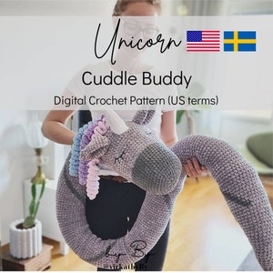 PDF Crochet Pattern Cuddle Buddy (US terms) Unicorn/ PDF virkmönster Sovhörningen