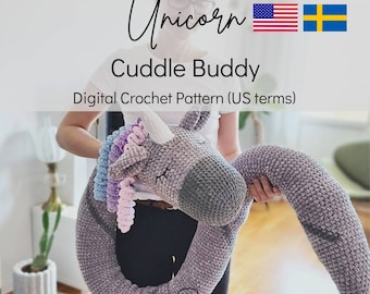 PDF Crochet Pattern Cuddle Buddy (US terms) Unicorn/ PDF virkmönster Sovhörningen