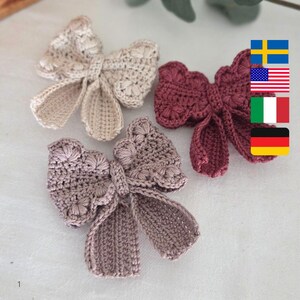 Bow Crochet Pattern US, German, Italian and Swedish terms / Rosetter virkmönster / Fiocco /Schleife image 12
