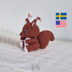 Squirrel Crochet Pattern: 'Denver' Amigurumi Toy (PDF Pattern) / Ekorre virkmönster
