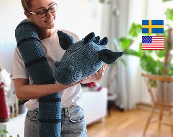 PDF Crochet Pattern Cuddle Buddy (US terms) / PDF virkmönster Sovdraken