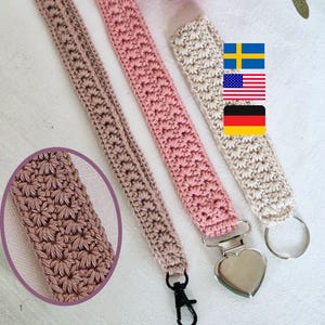 Keychain & Pacifier Clip Crochet Pattern 2-in-1 (PDF Download) Luna / Nyckelband och nappband virkmönster