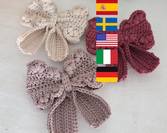 Bow Crochet Pattern US, German, Italian and Swedish terms / Rosetter virkmönster / Fiocco /Schleife