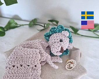 Lion Crochet Snuggler Pattern: 'Pim' Plush (PDF Pattern) / Lejonsnuttis virkmönster