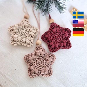 Christmas Star Ornament Crochet Pattern PDF (US, Se and DE terms) / Julstjärna / stern