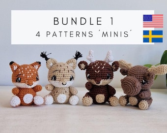 BUNDLE 1 - 4 Patterns (US + SE only) Forest Animals (fox, reindeer, lynx, moose) /virkmönster skogens djur paket 1
