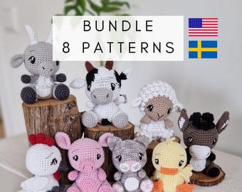 Bundle! Farm Animals (Swedish & US terms) 8 patterns / Bondgårdsdjur
