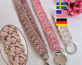 Keychain & Pacifier Clip Crochet Pattern ALEA (PDF Pattern) /Nyckelband och nappband virkmönster / Schlüsselanhänger oder Schnullerkette