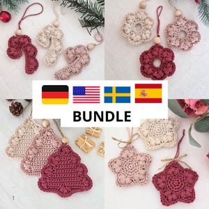 BUNDLE! 4 Christmas Ornament Crochet Pattern PDF/ Paket 4st virkmönster Juldekorationer/ Weihnachtsdekorationen /Decoraciones navideñas