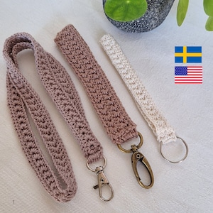 Keychain/pacifier clip (wristlet /lanyard) PDF Crochet Pattern 2 in 1/ PDF virkmönster nyckelband & nappband/napphållare Luna