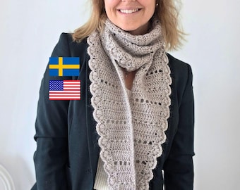 Scarf ALEA Crochet PATTERN /shawl/ Virkmönster Scarf halsduk