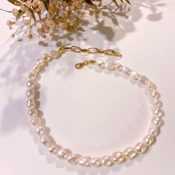 Handmade Beaded Freshwater Pearl Necklace Real Natural - Etsy
