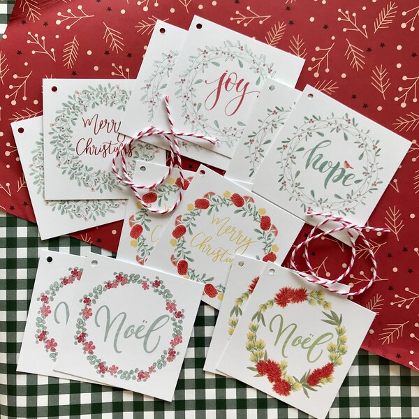 Christmas Gift Tags / Christmas Wreath / Christmas Swing Tags / Floral Designs