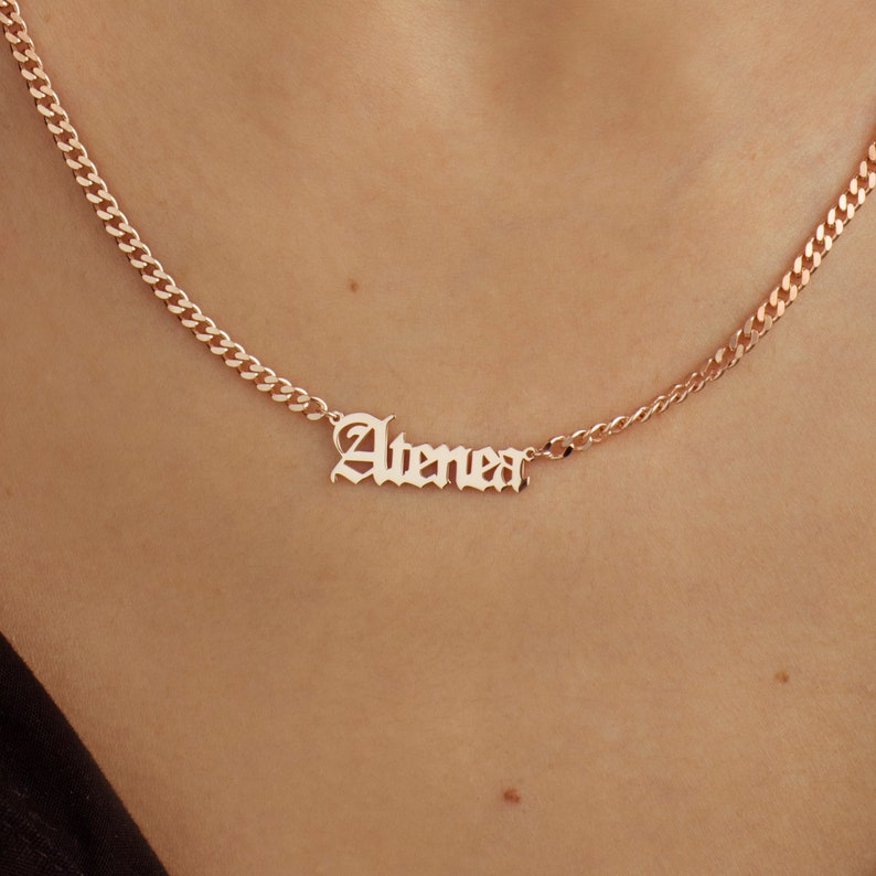 Personalized Old English Name Necklace Old English Alphabet Etsy