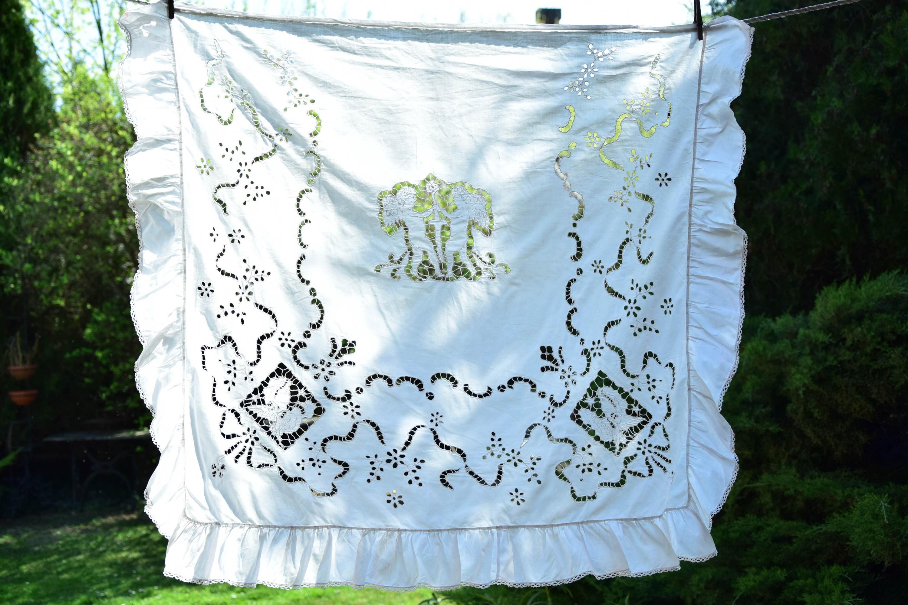 バティストリネンカーテン 39インチ×34インチ または 100 x 88 cm 天使