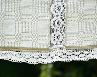 Leinen Tischdecke 120 x 180 cm Ungarische Tischdecke Leinen Spitze Blumen Antik Vintage Romantische Wohnkultur Handarbeit gewebt Bauernhaus Land