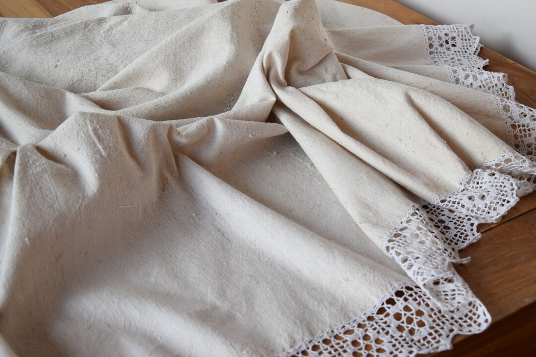 Hemp Bedspread 77x46 Lace Coverlet Antique Vintage Etsy