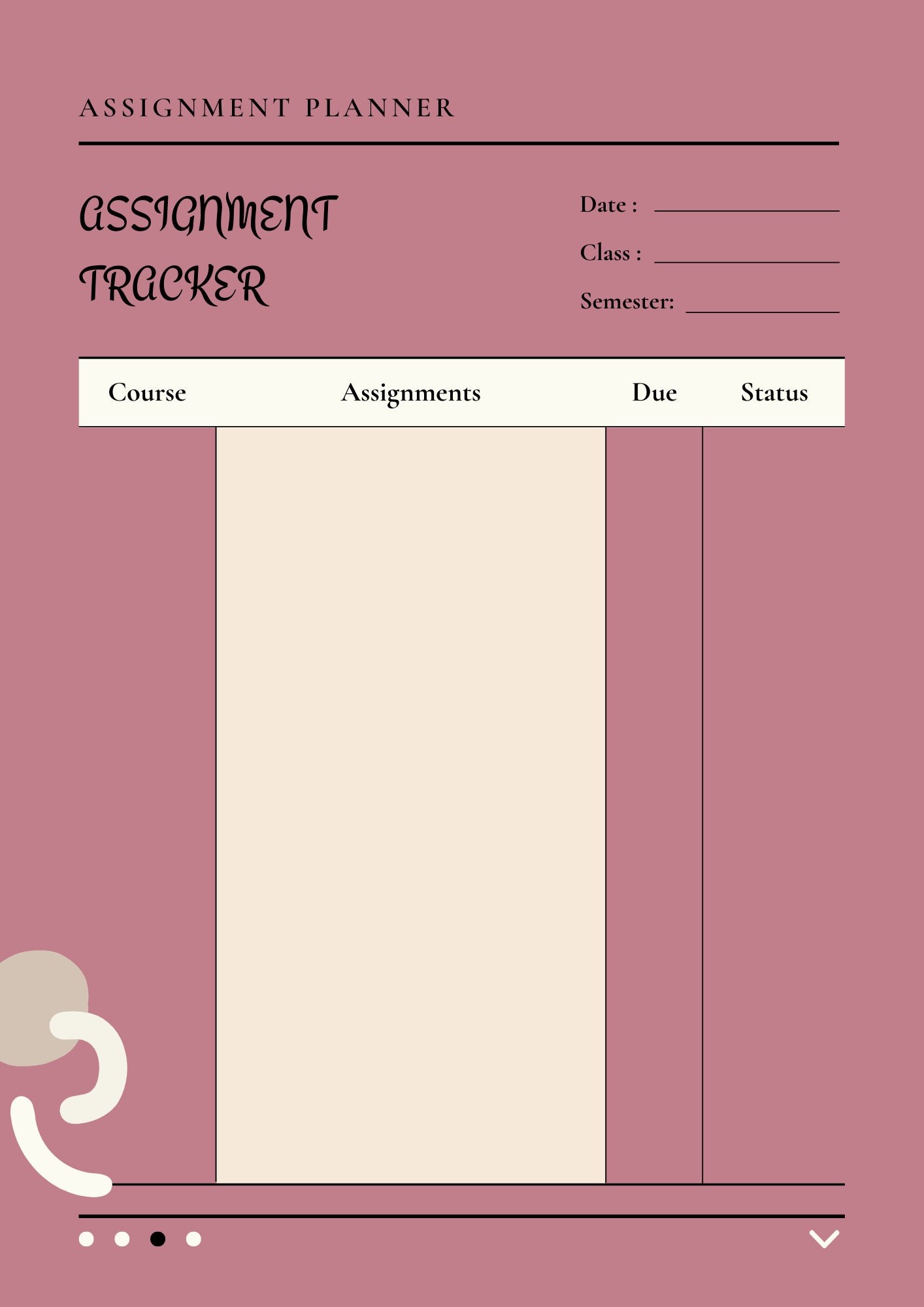 Assignment Tracker, Assignment Printable List, Homework Tracker ...