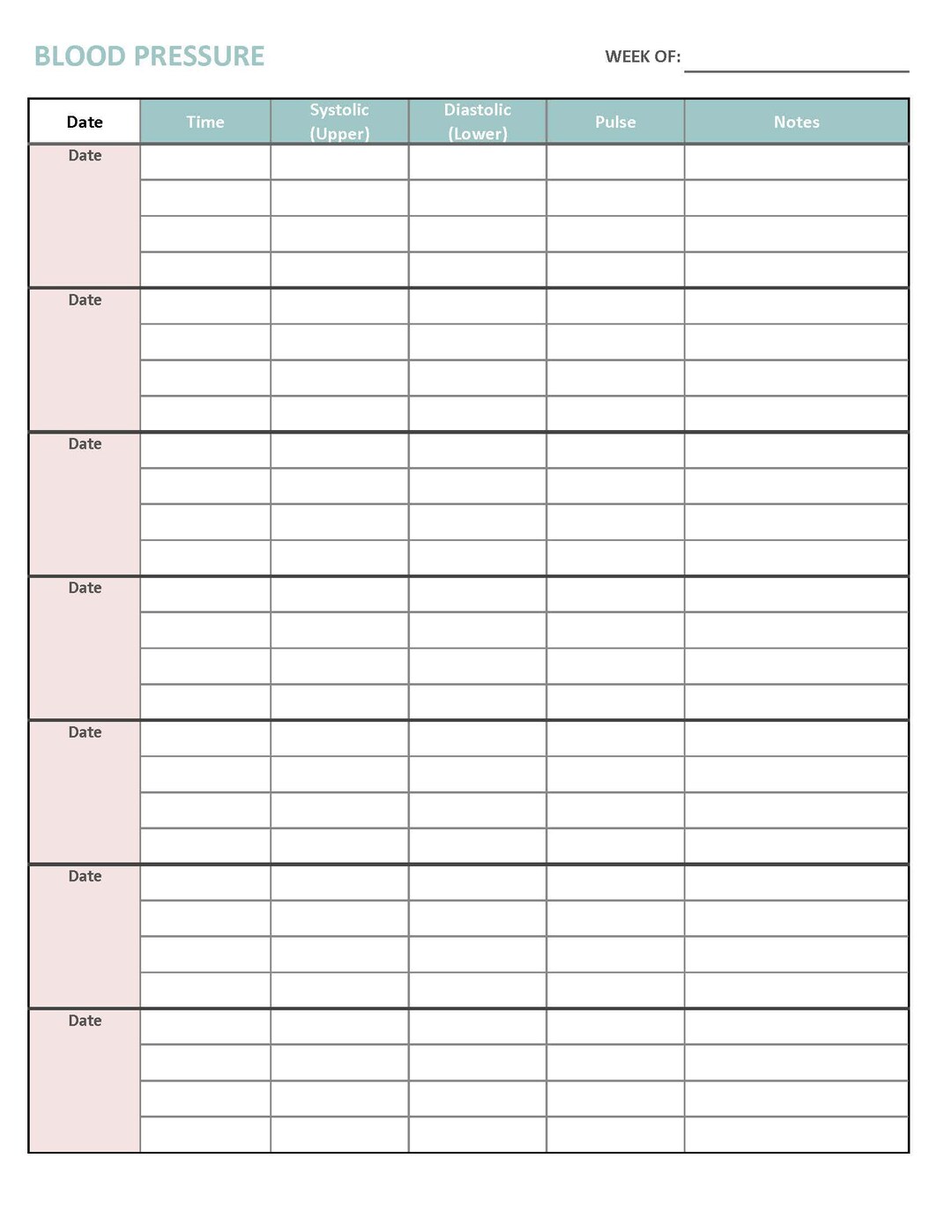 Blood Pressure Tracker Printable PDF | Weekly BP Log | Heart Health ...