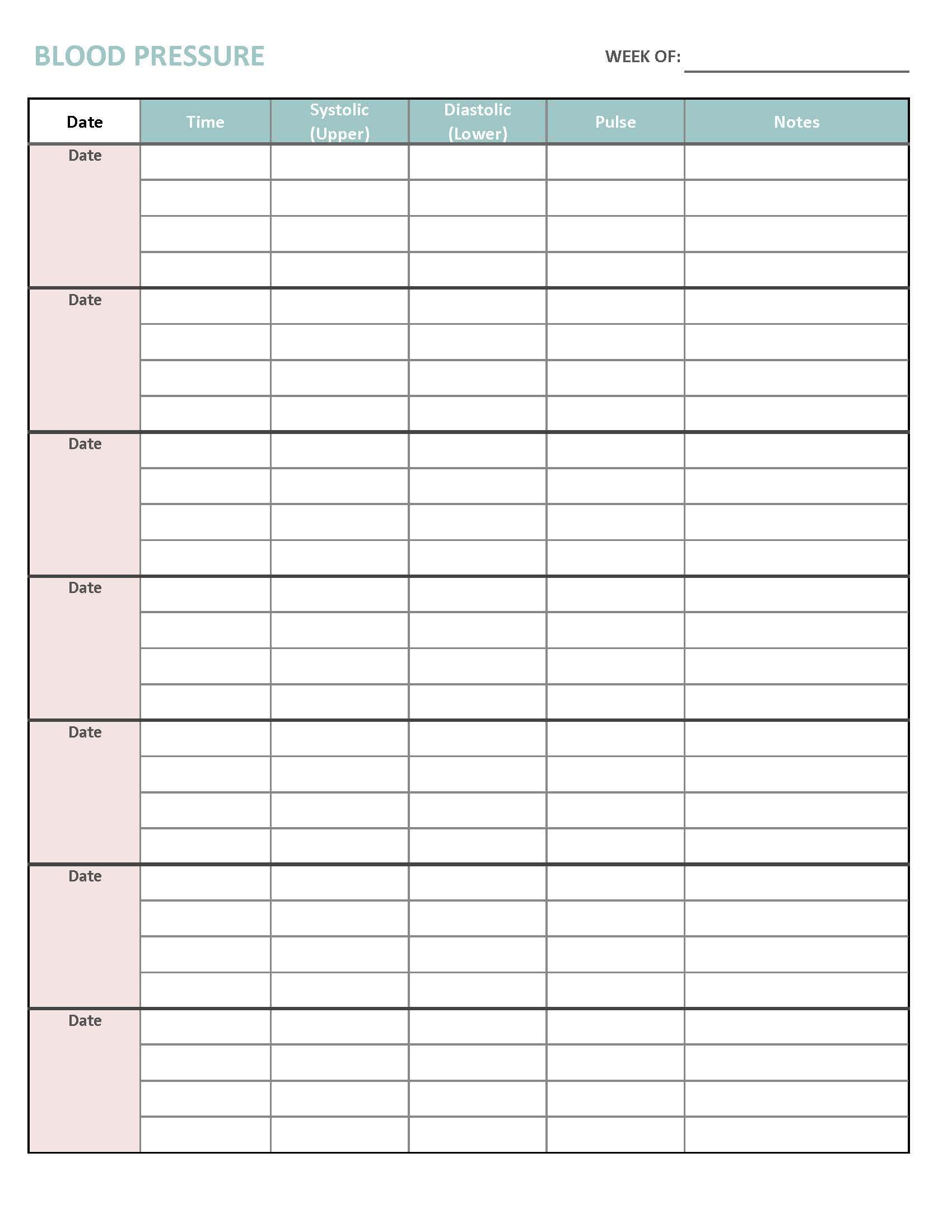 Blood Pressure Tracker Printable PDF | Weekly BP Log | Heart Health ...