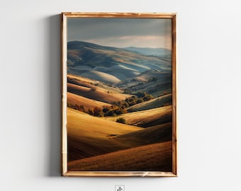 Autumn Rolling Hills Wall Art, Warm Fall Landscape Printable (Digital Download)