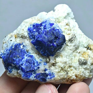 90g Rare Fluorescent Hauyne Crystals combined with Pyrite and Calcite On Matrix