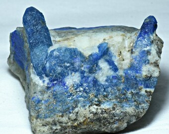 Natural Fluorescent Afghanite Crystals on Lapis Lazuli Matrix (177g)