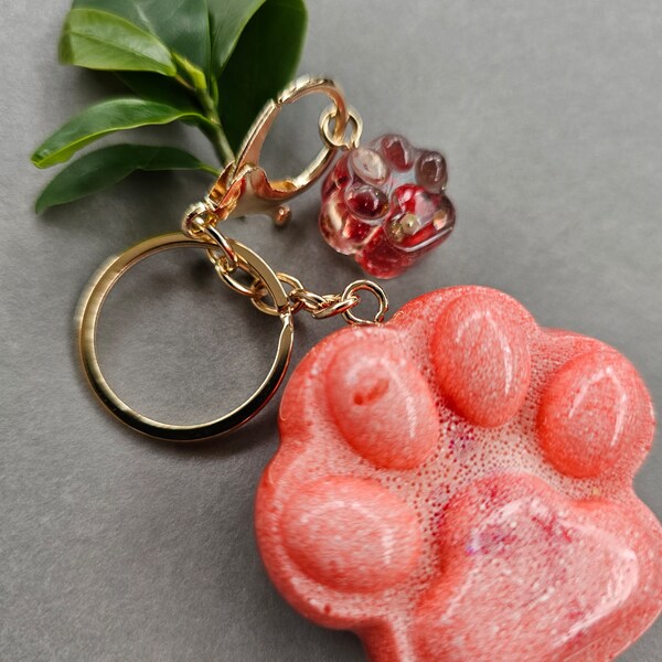 Resin Handmade Cat Paw Shaker Keychain Bag Charm Kawaii Decor Resin Liquid Quicksand Charms Deco Cute Pastel Kitty Animal Gift Mum love Cat