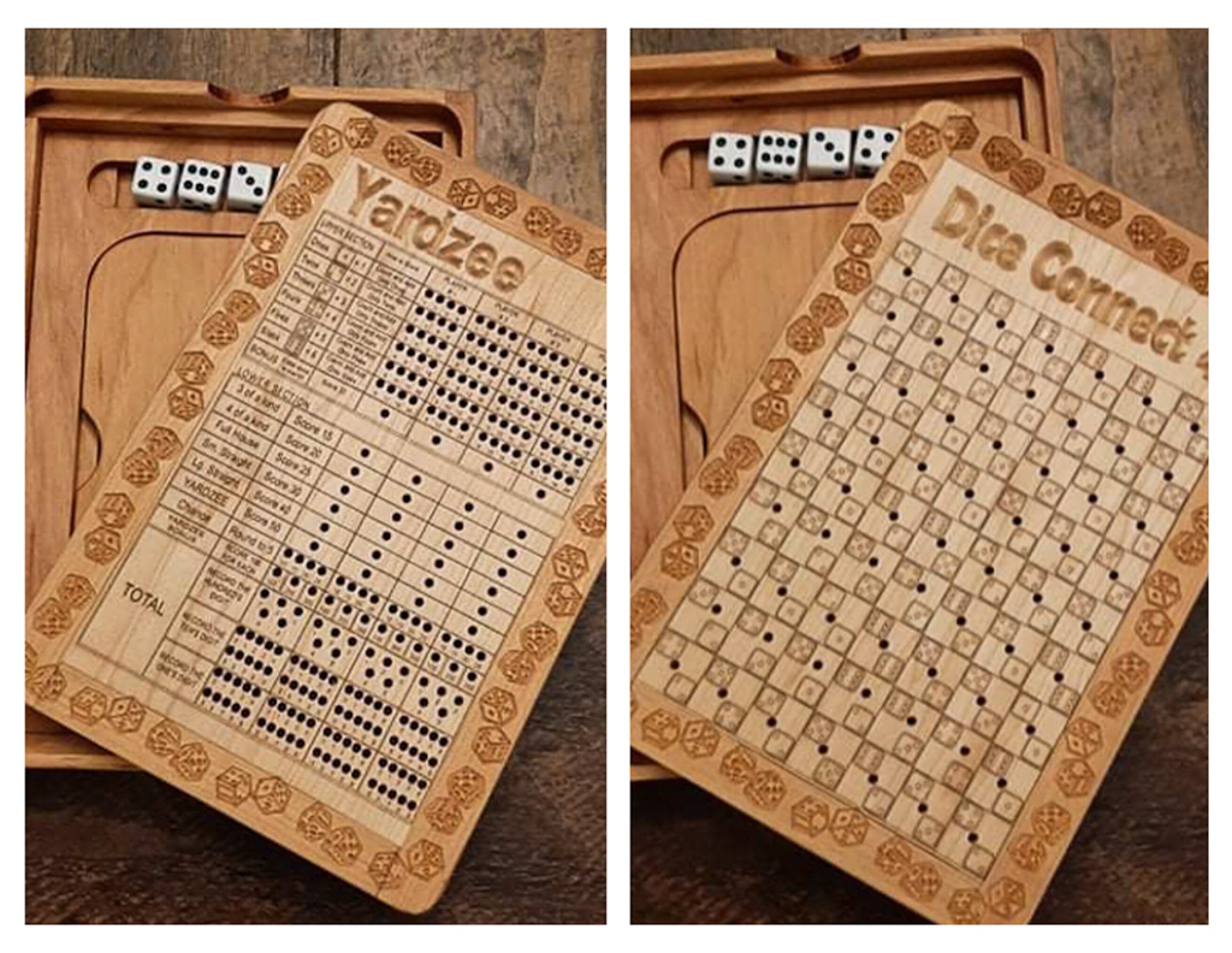 Yardzee and Dice Connect 4 Peg Game 2 in 1 Board Game Etsy