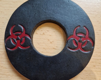 Standard grip Shinai tsuba leather/carbon with biohazard sign