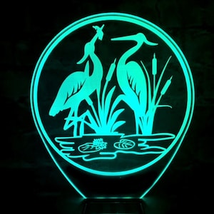 Garden Solar LED light, Crane light, two cranes, Neon crane, Neon garden light, Yard light