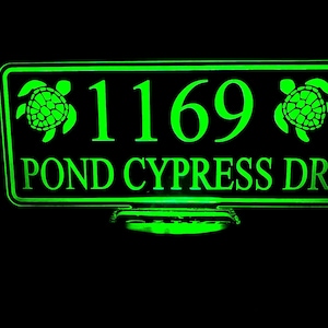 Personalized Solar Address number sign, Turtle sign, Solar, house number sign, beach,  LED