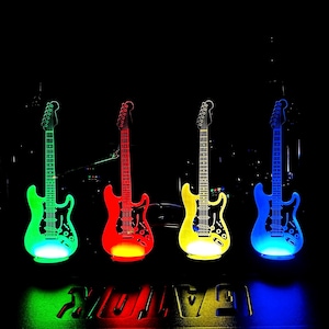Guitar Night Light or Center piece - 3D LED lamp - Light for Electric guitar player, bass, acoustic etc.