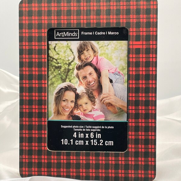 Red buffalo plaid wood picture frame