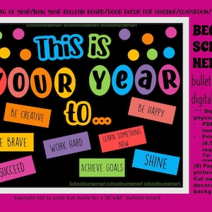 New Year/Beginning of year bulletin board/door decor kit for nurses&#39; office, school health, decor instant download (PDF)
