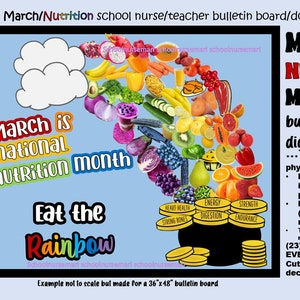 March/nutrition month bulletin board/door decor kit for nurses&#39; office, school, teacher decor instant download (PDF)