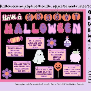 Groovy Halloween Safety Bulletin Board Kit: School Nurse Decor (PDF)
